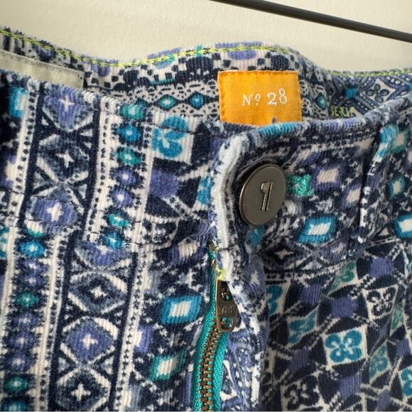 Pilcro and the Letterpress Anthropologie Blue Patterned Patchwork Corduroy Pants - Picture 9 of 14